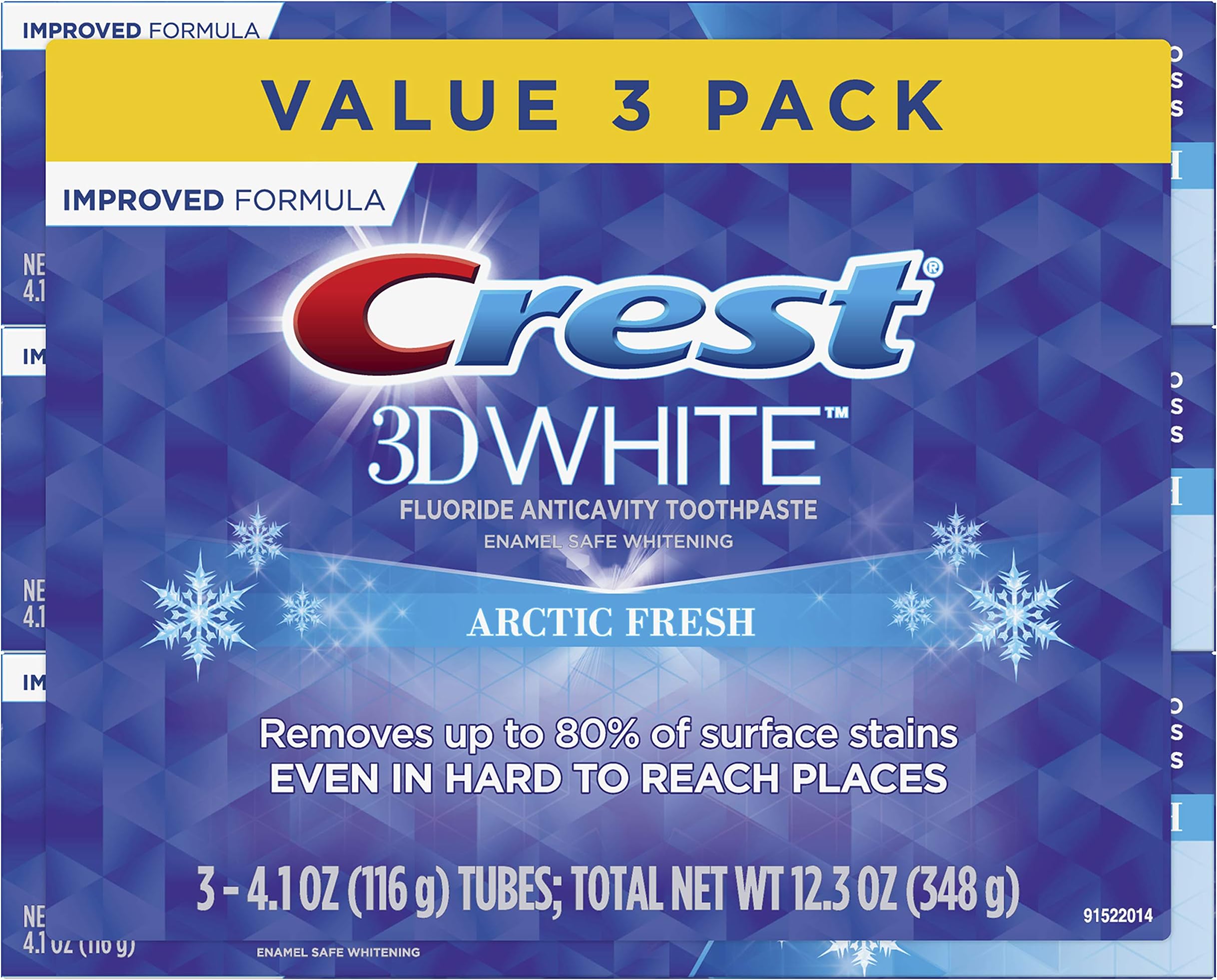 Crest 3D White Whitening Arctic Fresh Toothpaste, 4.1 Ounce (Pack of 3)
