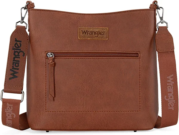 Wrangler Crossbody Bag for Woman Trendy Crossbody Purse Vegan Leather Travel Purse Lightweight Shoulder Handbag WG117G-9360BR
