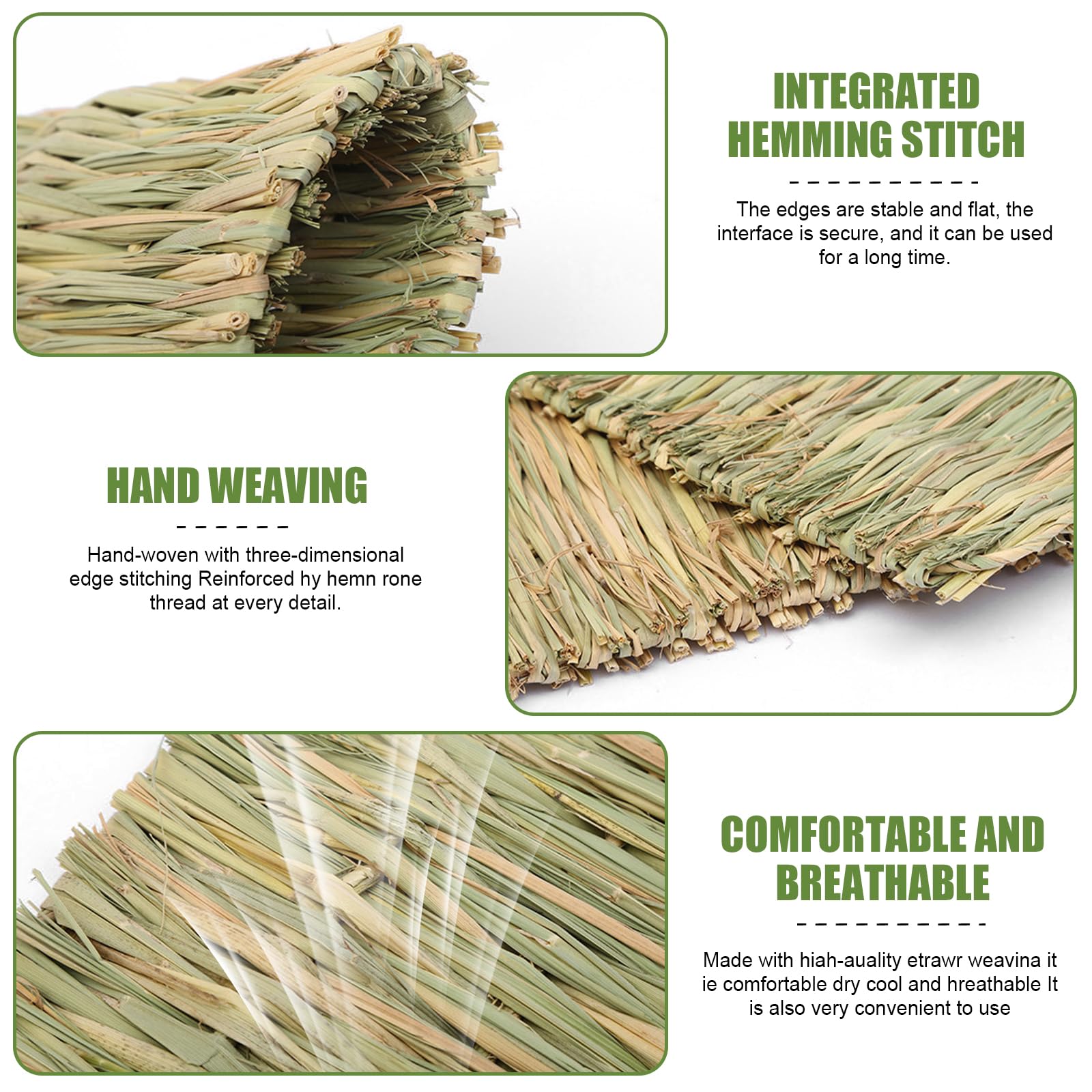 Lot De 10 Tapis D'herbe Pour Les Lapins, Tapis Tissé Pour Petits Animaux, Tapi D'herbe Pour Petits Animaux, 28 X 20cm Tapi D'herbes Naturel Tissé À La Main Pour Hamster, Cochon, Lapin Et Perroquet