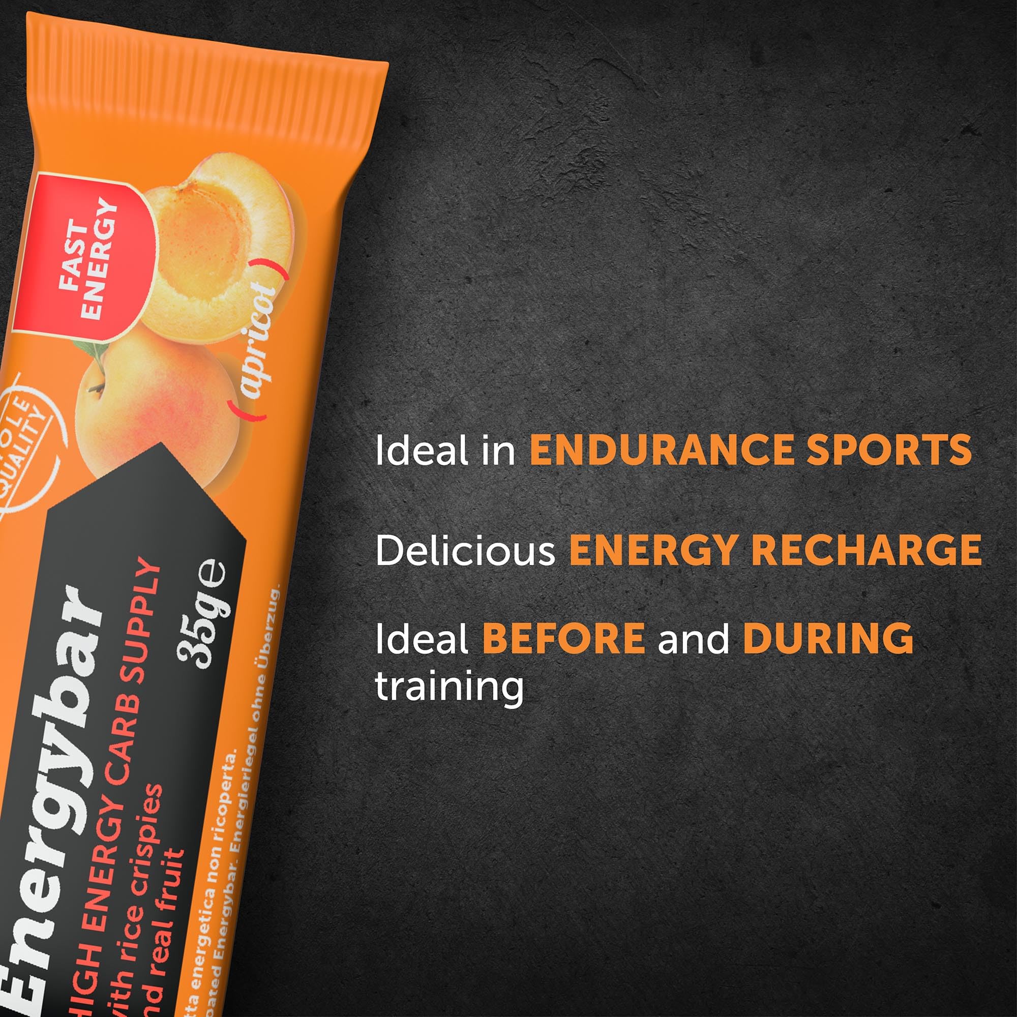NAMEDSPORT> EnergyBar, Barre énergétique au goût d'abricot savoureux, à base de glucides, avec du riz soufflé et de vrais fruits, Brand of Italy, Boîte de 12 unités