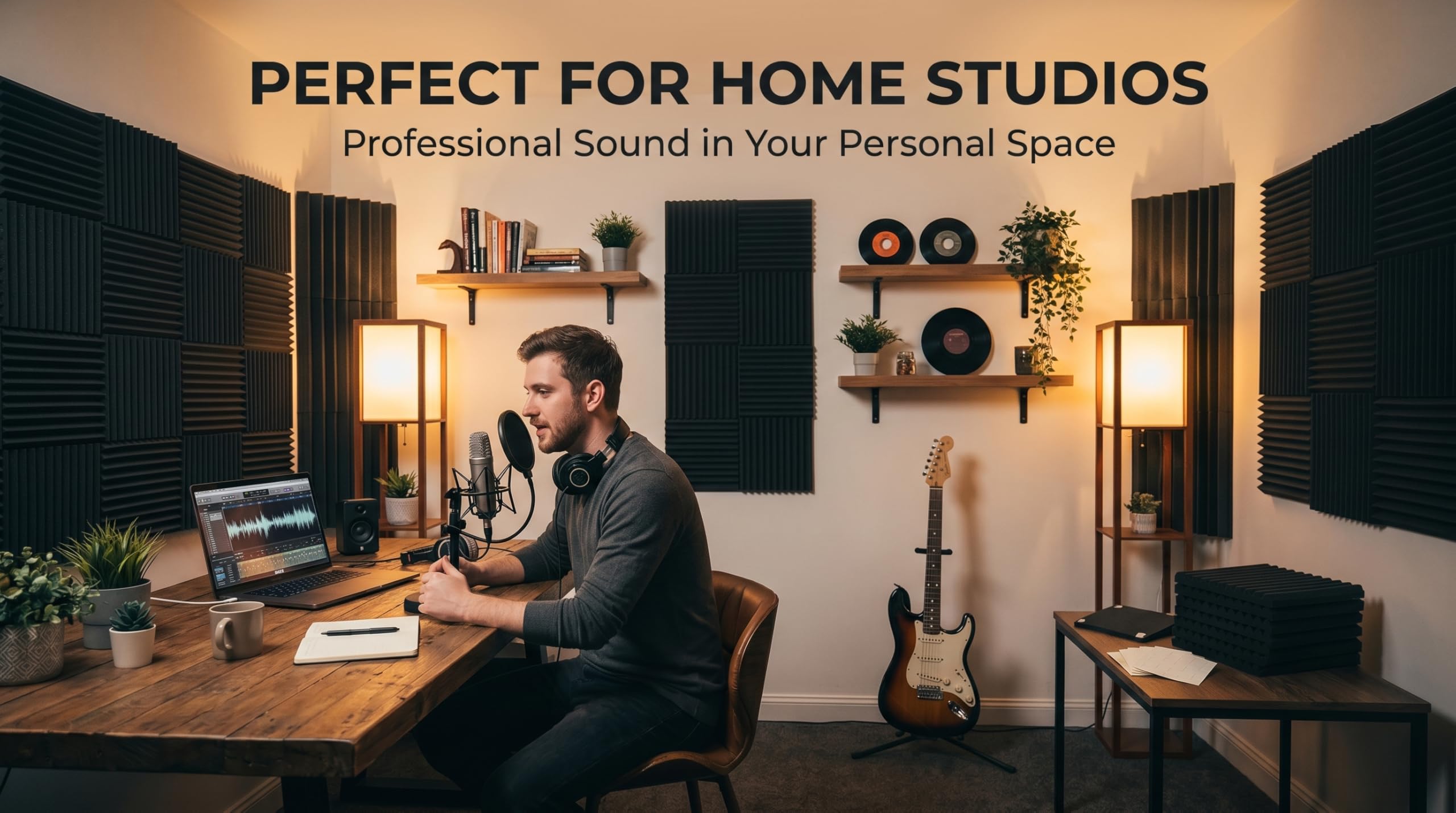 52 Pack Acoustic Foam Panel Wedge Studio Soundproofing Wall Tiles 12" X 12" X 1" — Amazon image 5
