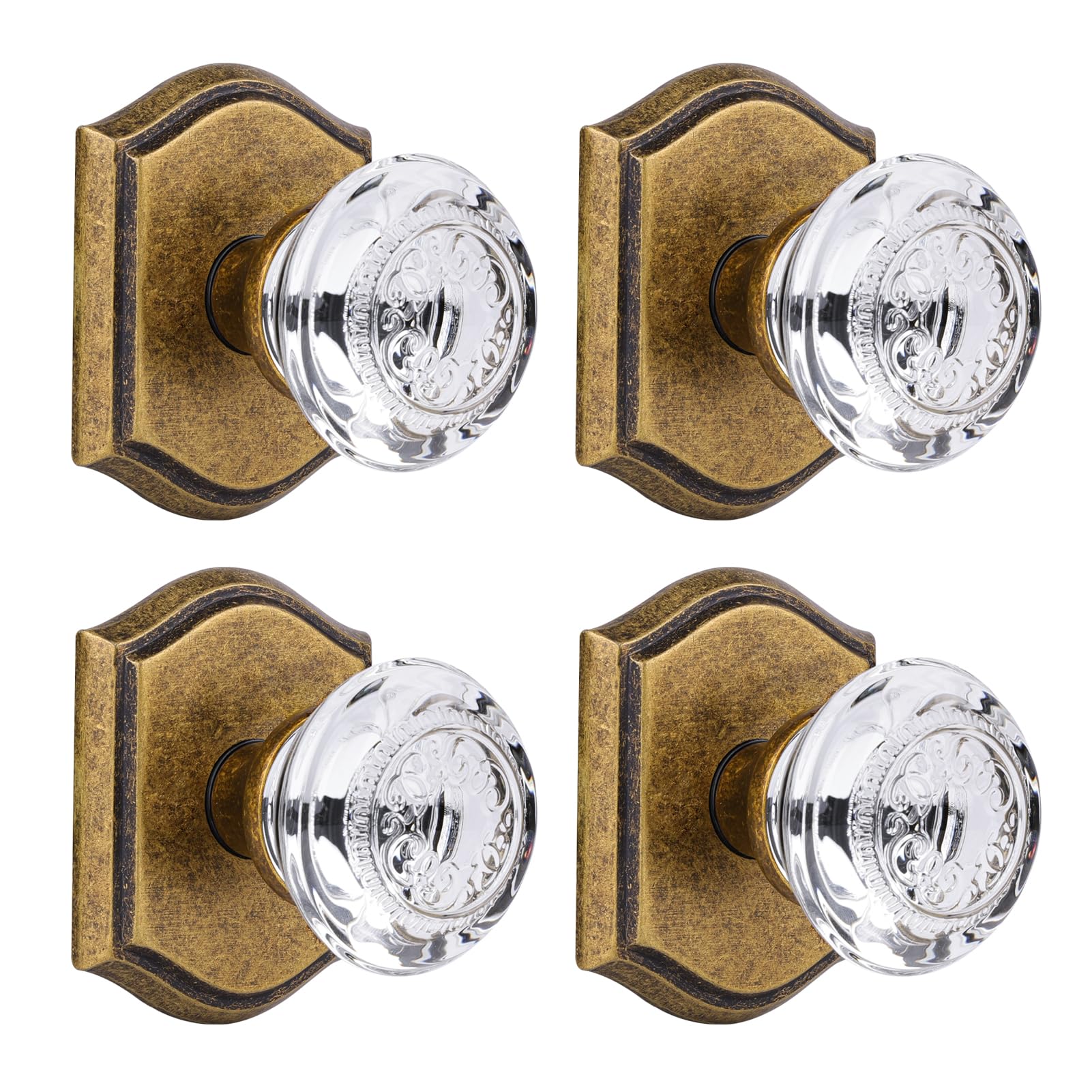 Vintage Brass Glass Door Knobs with Lock -11