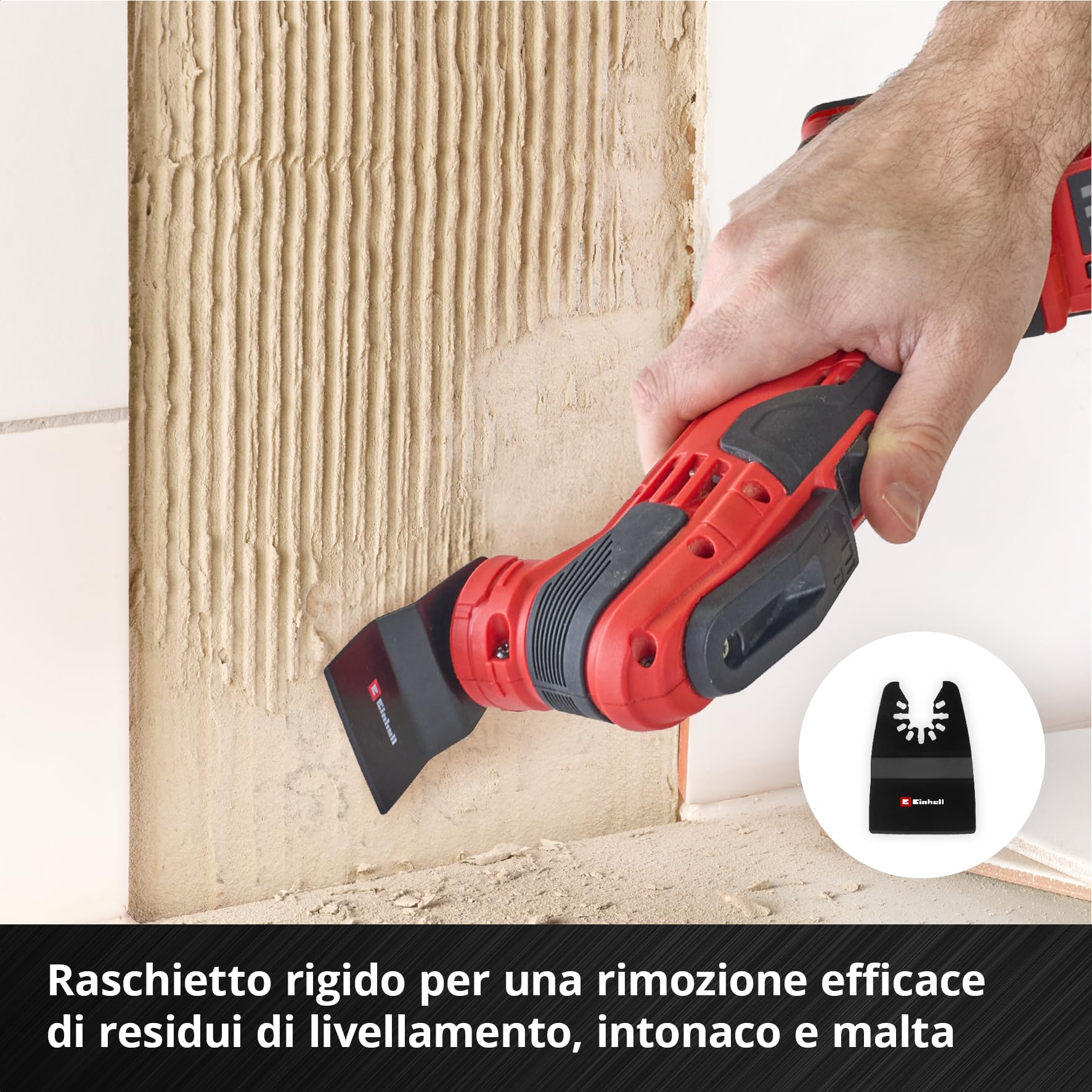 Originale Einhell Set multiutensile XL-PLUS-CASE 10 pz. (lama HCS/TCS semitonda, raspa delta TCS, segmento TCS, raschietto rigido, adattatore Dremel)