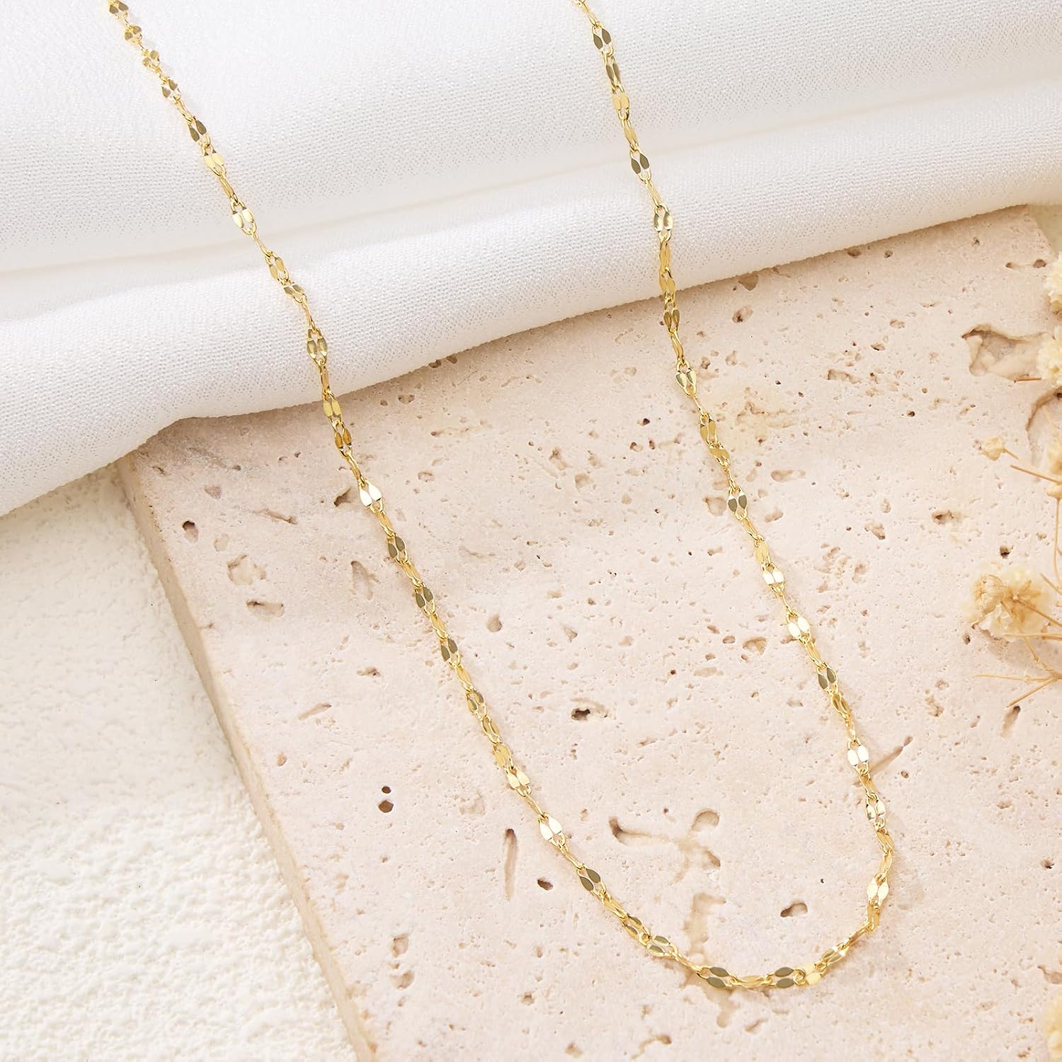 GTVOODX 33 Feet 18K Gold PVD Plated Stainless Steel Lip Chains for Jewelry Making 2mm Dapped Sequin Chain Spool Bulk for DIY Necklace and Bracelet Accessories - Image 4