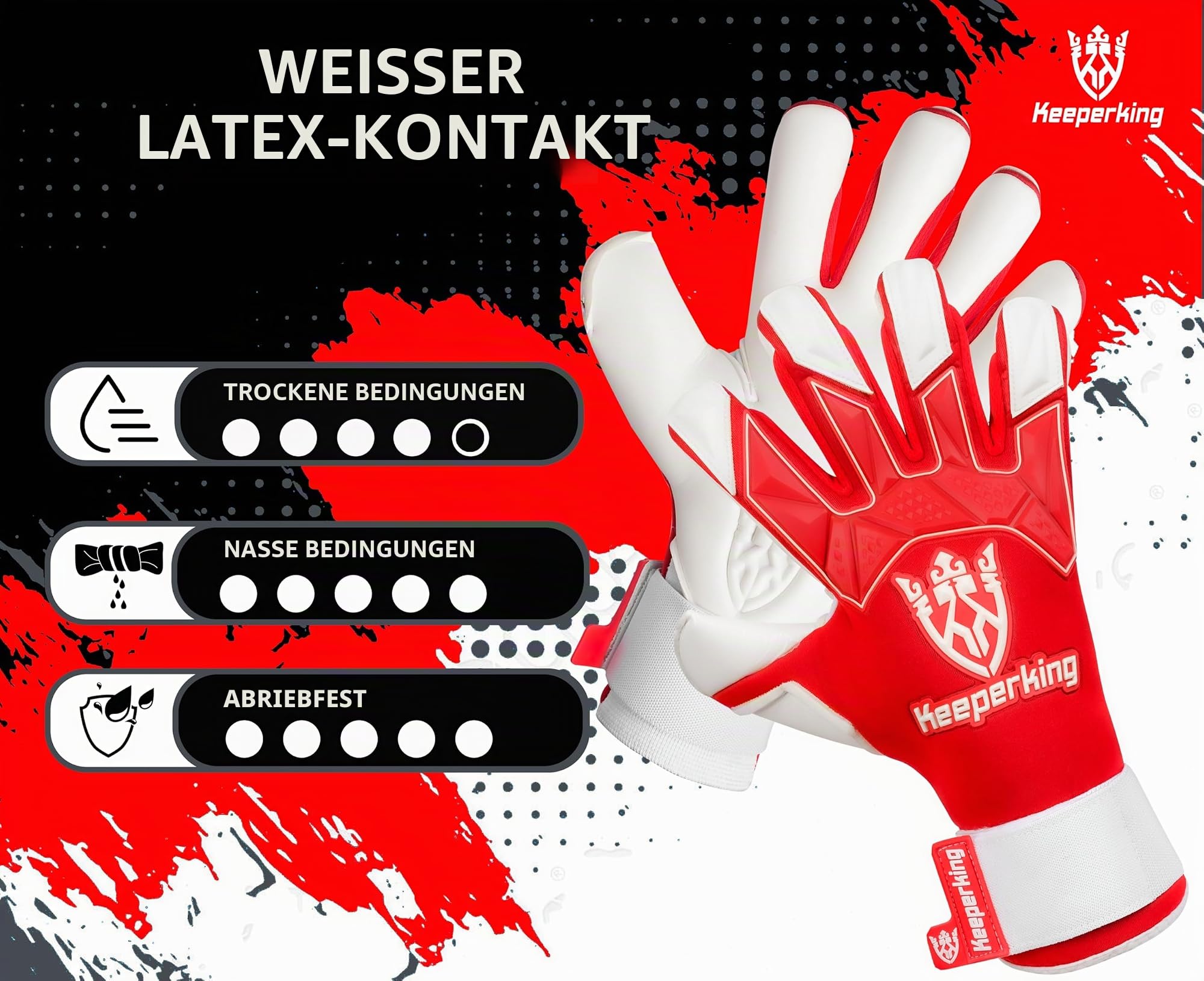 Keeperking Torwarthandschuhe Herren, Erwachsene, Jungen | Hybrid-Innennaht Professional Contact Next Grip 4 mm, maximaler Grip, Schutz und Komfort mit Easy-Slip-System | Fußball-Torwarthandschuhe