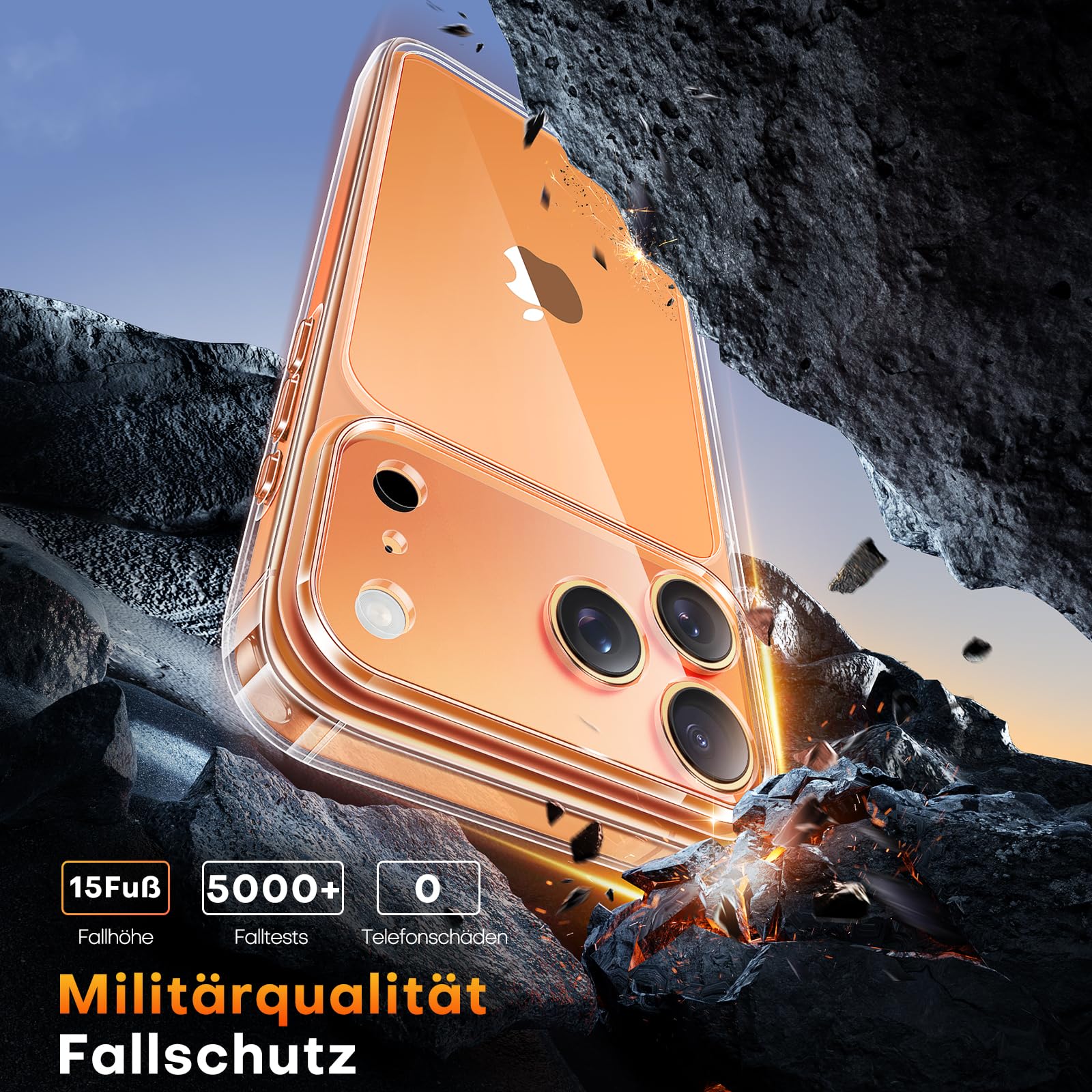 TAURI für iPhone 17 Pro Hülle 6,3" mit Panzer Schutz Glas Folie und Kamerasteuerung, Vollständiger Kameraschutz, Stoßfest Magnetisch Handyhülle - Durchsichtig