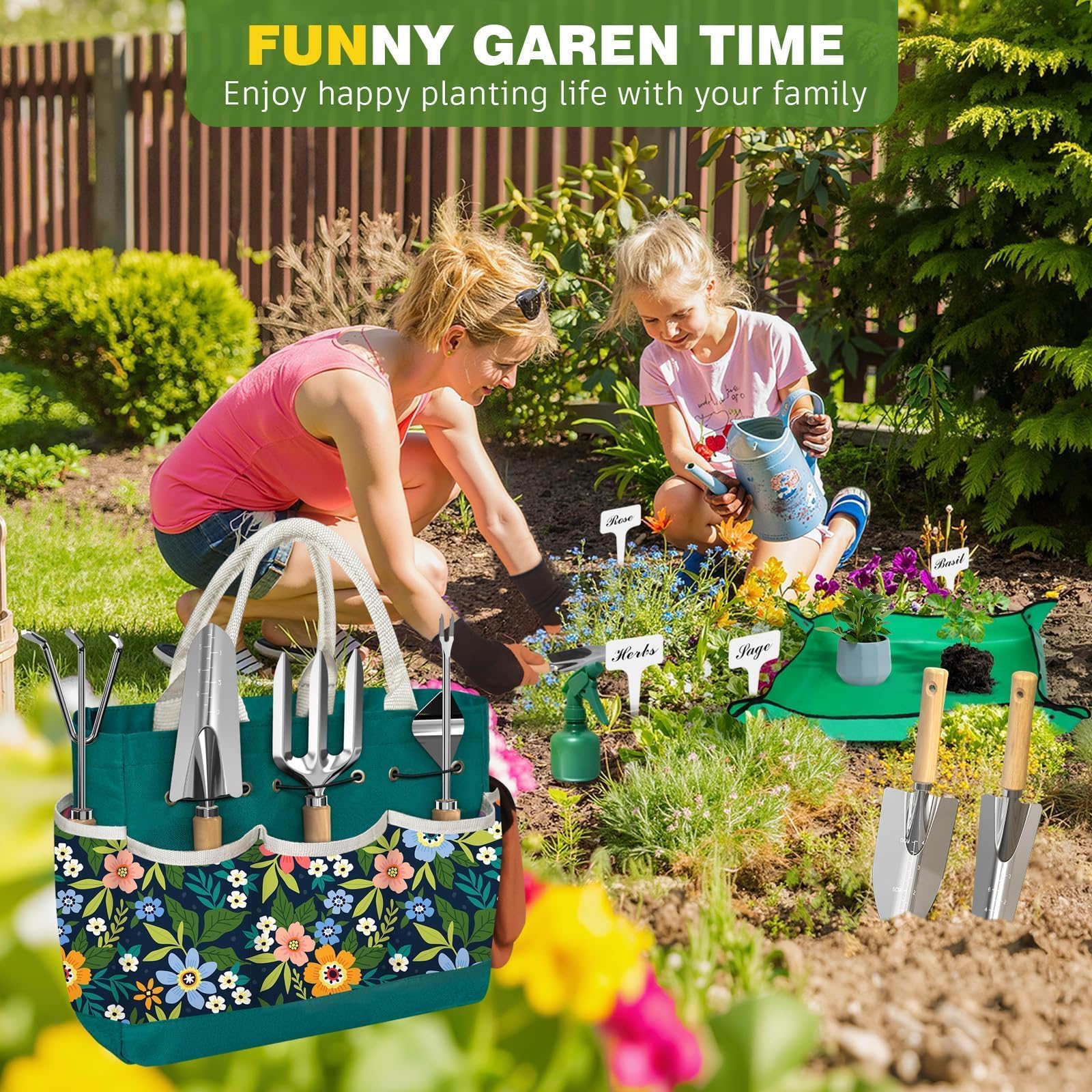Juego de herramientas de jardinería para mujer, 22 piezas, juego de herramientas de mano para jardín, organizador, regalos para madre, principiantes, jardineros, accesorios de jardín con palas para