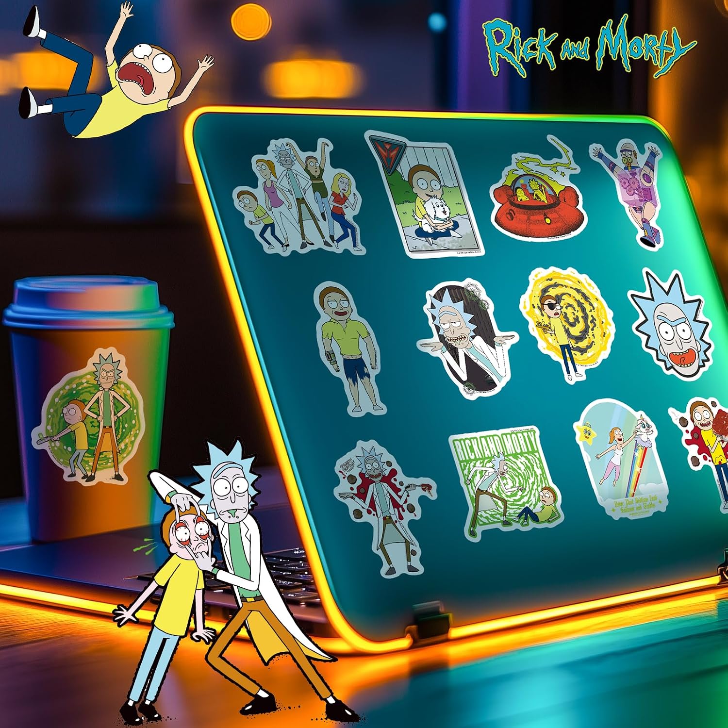 Rick and Morty Stickers, 100-Piece Funny Stickers for Water Bottle | Officially Licensed Waterproof Easy Peel Removable Residue-Free Vinyl Decals