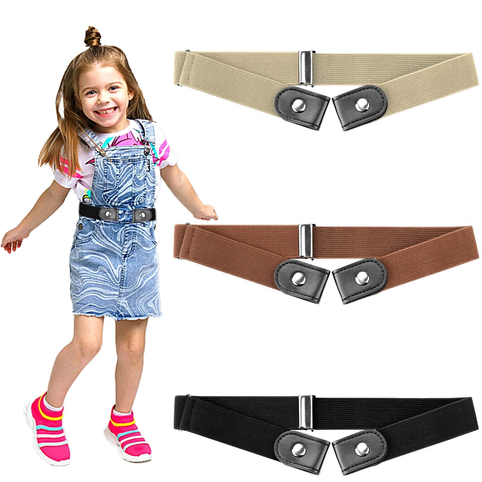 Cinturón elástico sin hebilla, 3 unidades, ajustable, sin hebillas, invisible, cinturón elástico para niños