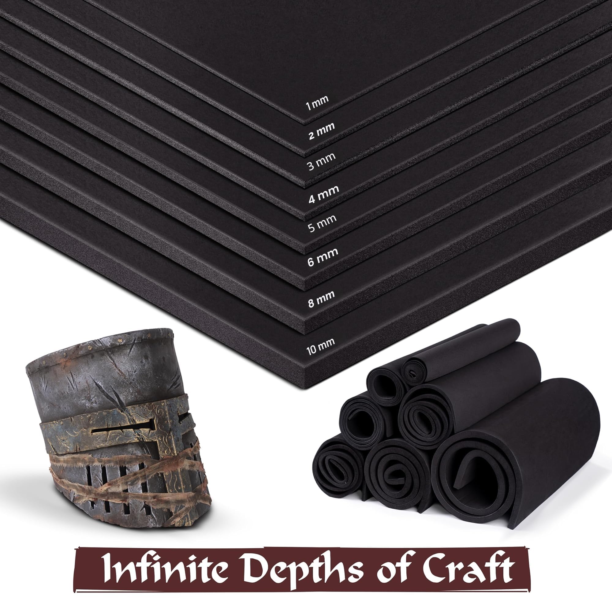 Rouleau Feuille Mousse EVA Noire 50x100 Cm 3mm Haute Densité - Cosplay Bricolage Rembourrage