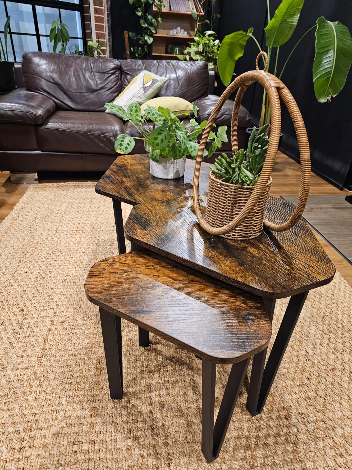 VASAGLE Nesting Coffee Table, Set of 3 End Tables for Living Room ...