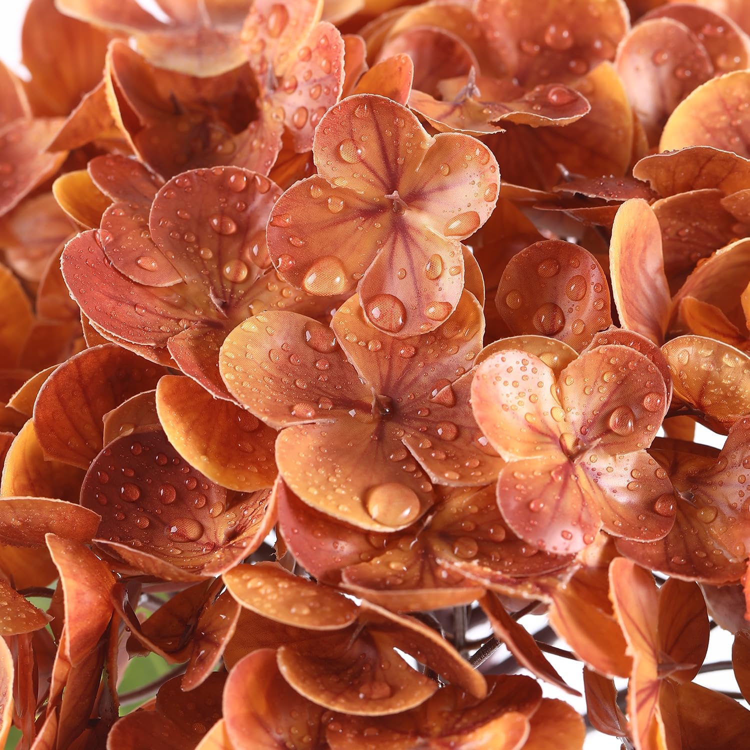 Fall Orange Hydrangea Artificial Flowers 3pcs Lifelike Faux Hydrangea Real Touch Fake Flowers for Home Wedding Christmas Office Party Living Room Decoration,22inch - Image 2