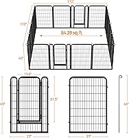 Vista 6 de Yaheetech - Corralito para perros, para uso en exteriores e interiores, valla de metal resistente para mascotas, corral para ejercicio, casas