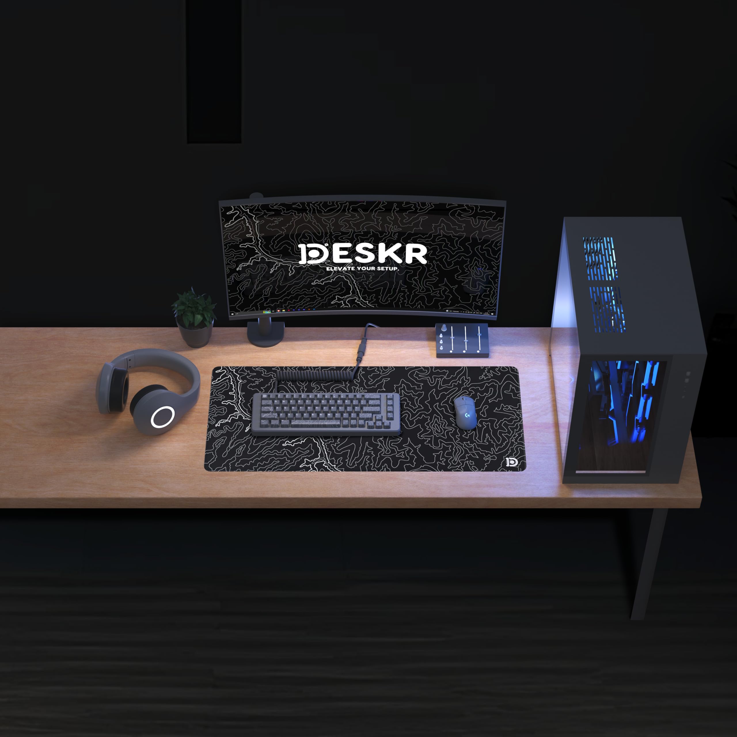 Deskr Black Topograph Canyon Deskpad Full L Gaming Desk Mat Gamer