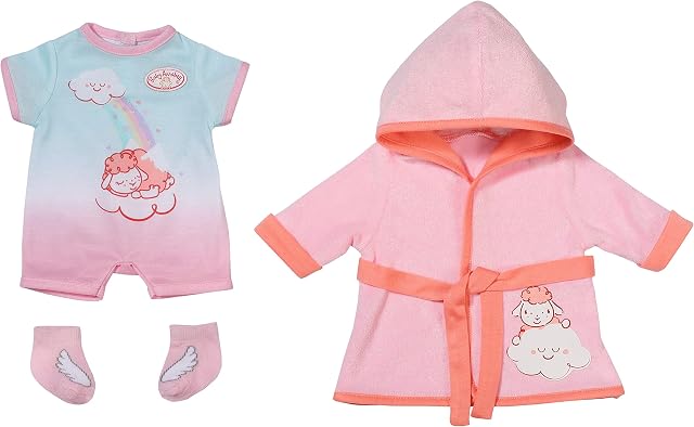 Baby Annabell Deluxe Bathtime Set 43cm - Angel Wings & Sheep Pattern - Easy for Small Hands, Creative Play Promotes Empathy & Social Skills, For Toddlers 3 Years & Up - Includes Robe, Romper & Socks