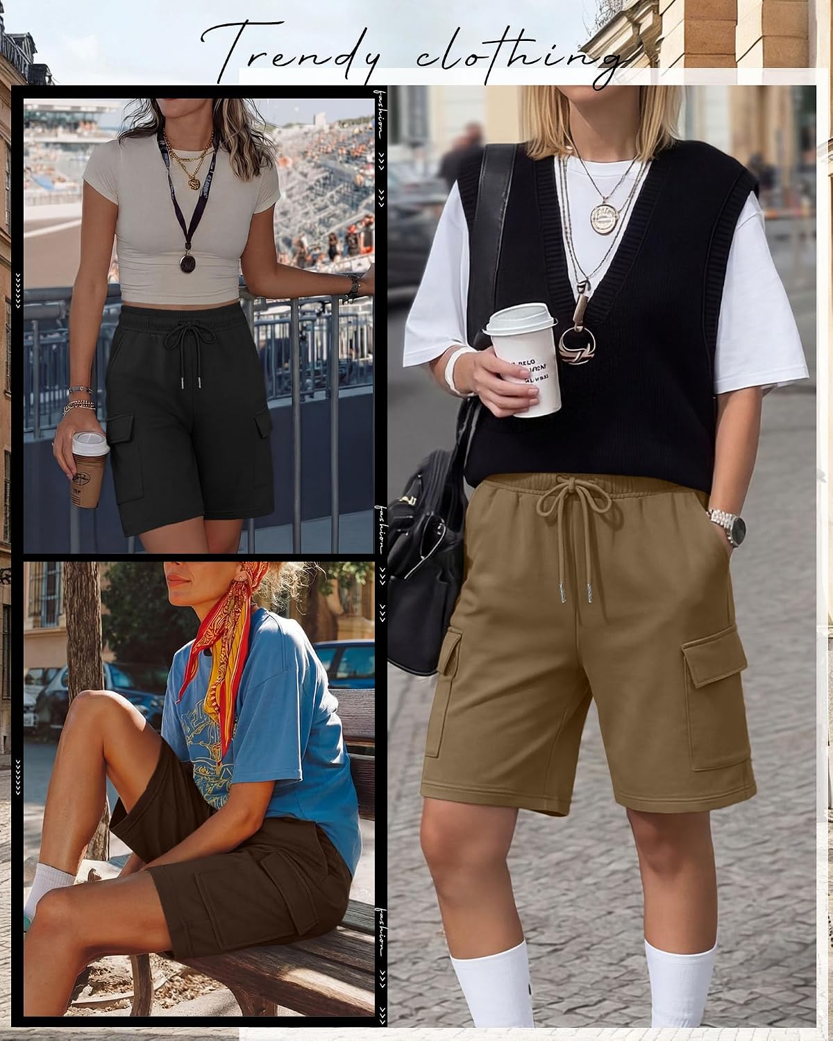 Oakgarden 3 Pack Women's Cargo Bermuda Shorts Ladies Knee Length Athletic Short Summer Casual Hiking Clothing with Pocket