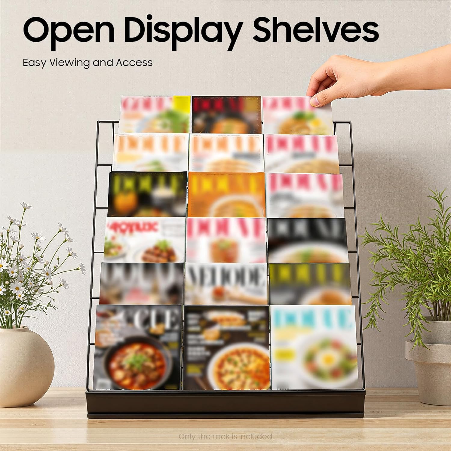 Book Display Rack, 6 Tier Wire Countertop Rack, Tabletop Magazine Display Racks, Wide Wire Magazine Rack, Comic Book, Book Signing Rack,for Library Classroom Picture Literature Brochure