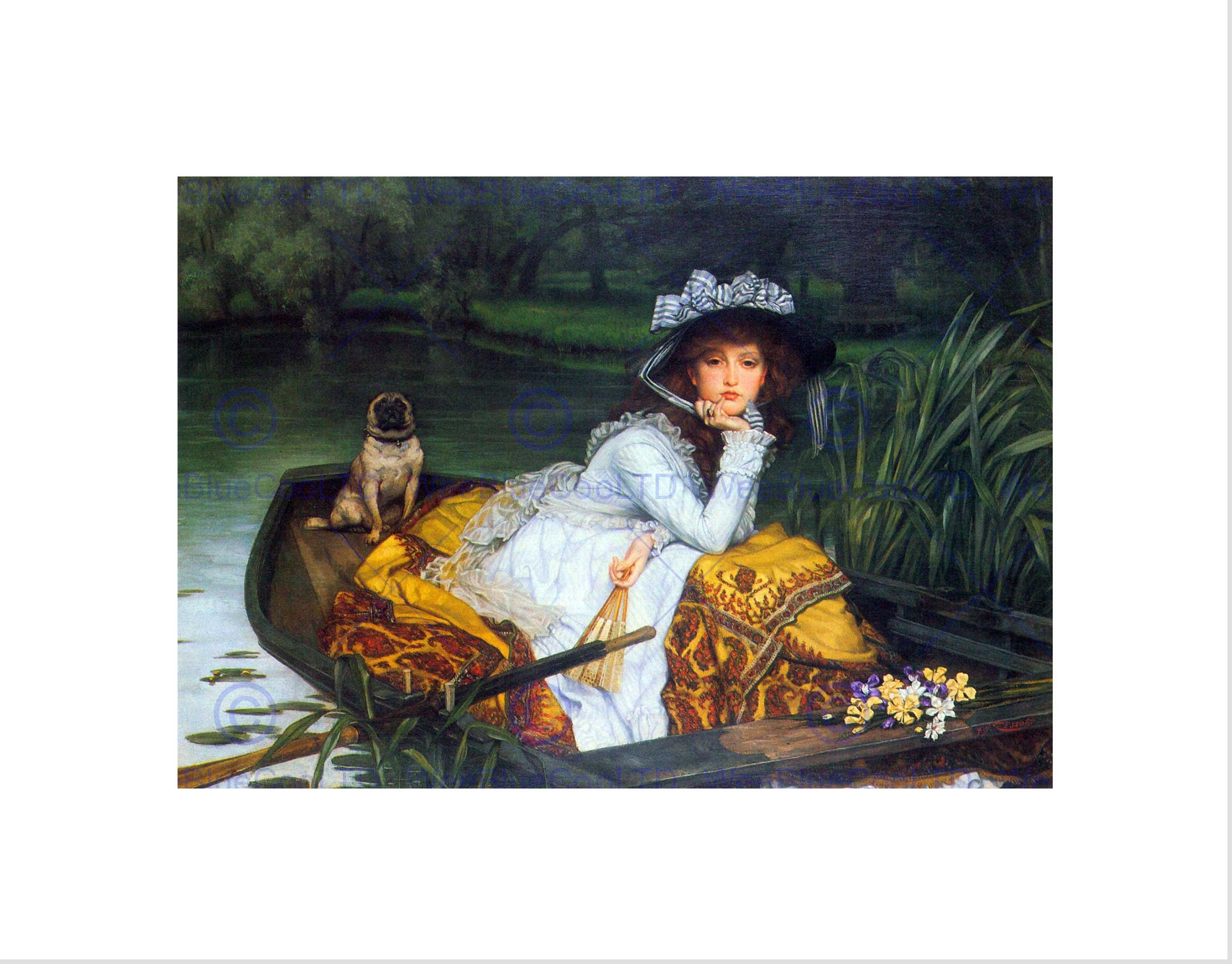 Wee Blue Coo James Tissot A Young Woman In A Boat Old Master Wall Art Print