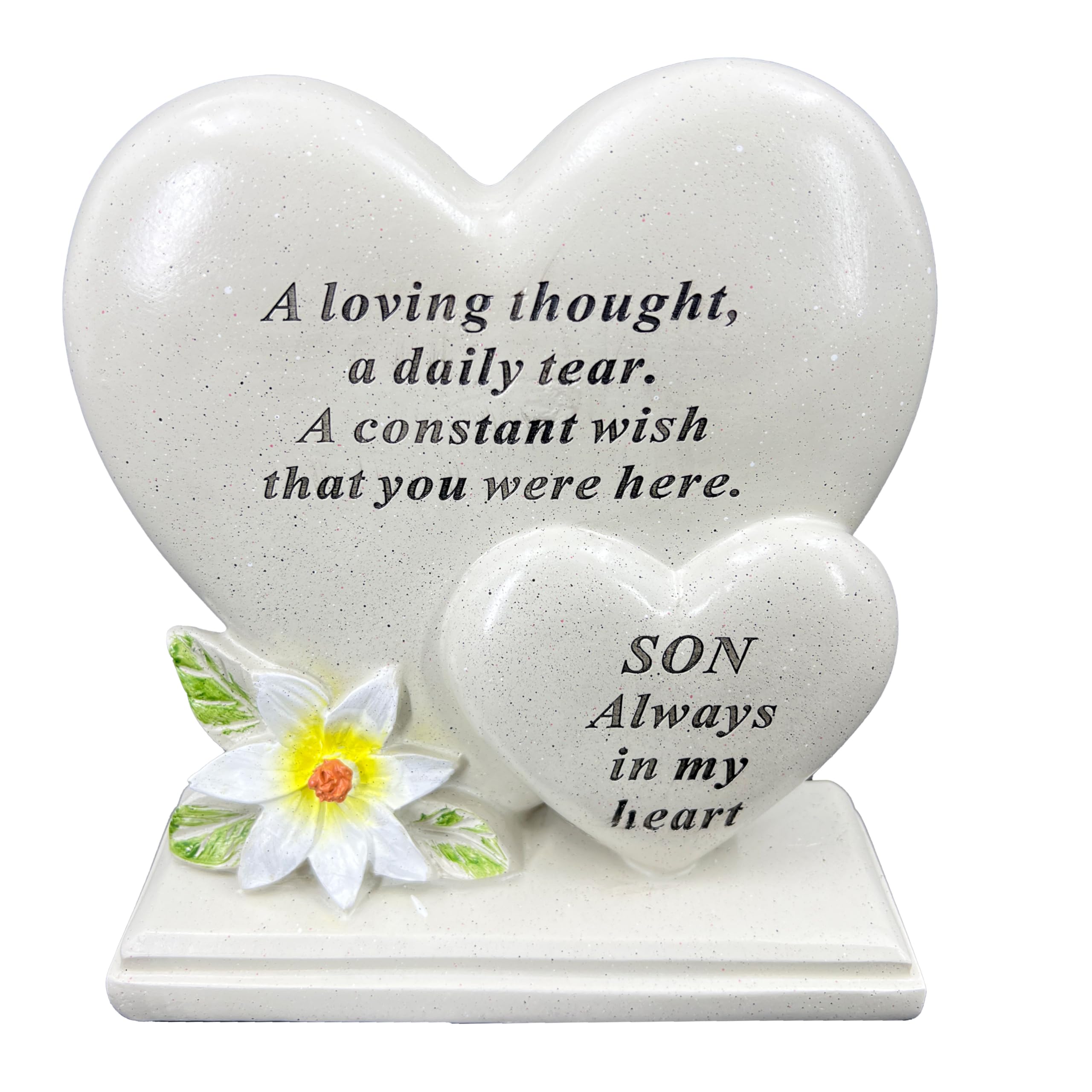 Angraves White Special Son Graveside Memorial Double Heart Grave Plaque Ornament Decoration