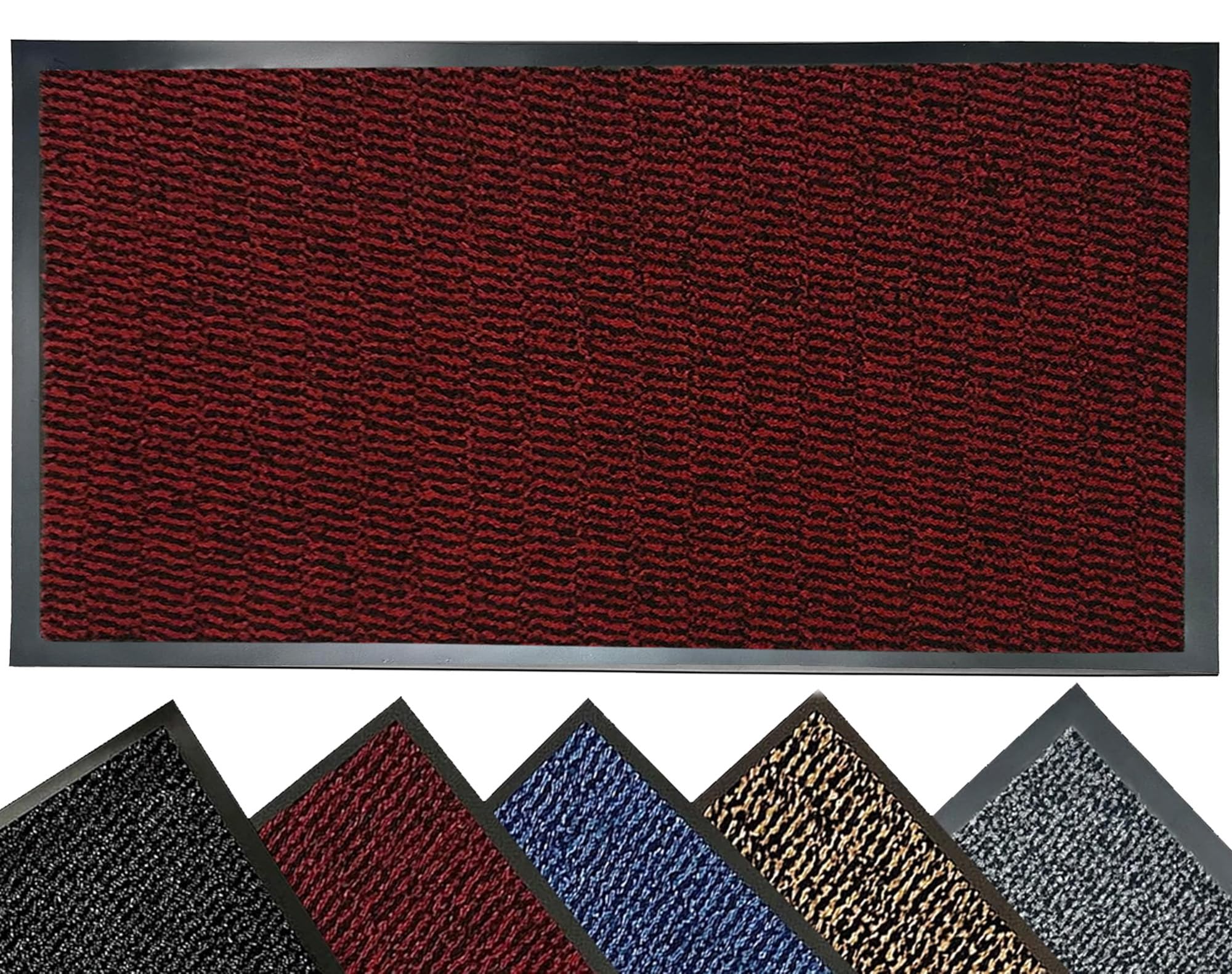 LENAK Door Mats - Entrance Mat Barrier Hallway Runner Kitchen Rug, Non-Slip Dirt Trapper Rubber Back Washable Floor Mat, Dust Grabbing Indoor Outdoor Doormats (Red, 80x200cm)