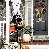 Vista 4 de Naysku Decoración de pared de silueta de caldero de bruja de metal para Halloween, caldero de bruja de hierro, decoración para colgar en la pared