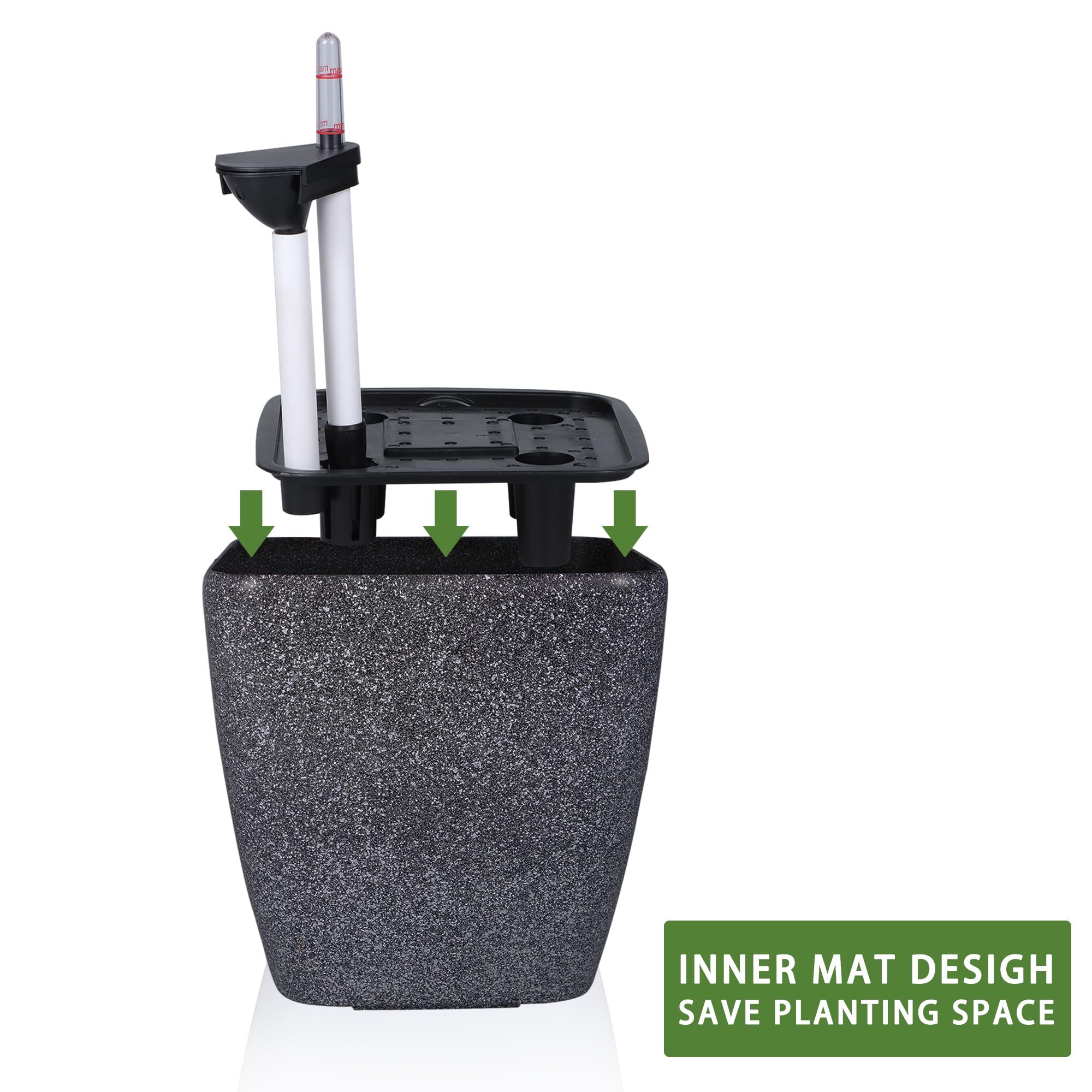 Dexceder Pot De Fleurs De Table épais Avec Indicateur De Niveau D'eau Pour Intérieur Et Extérieur Gris Fumé 22 X 20 Cm