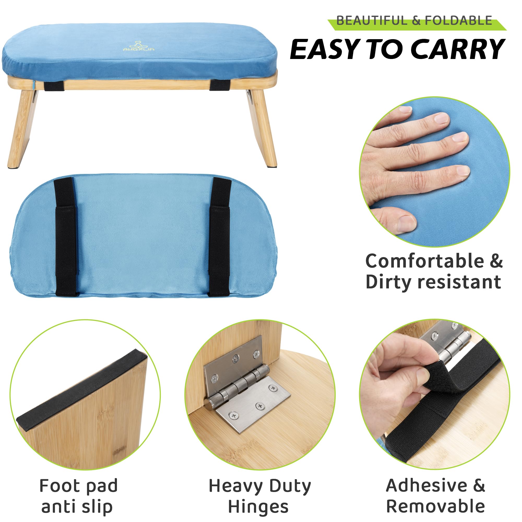 Meditationsbank Klappbar, Ergonomischer Bambus Yoga Hocker, Meditationshocker mit Kissen, Tragbarer Meditationsstuhl mit Tragetasche zum Knien, Gebet, Fortgeschrittene Praxis