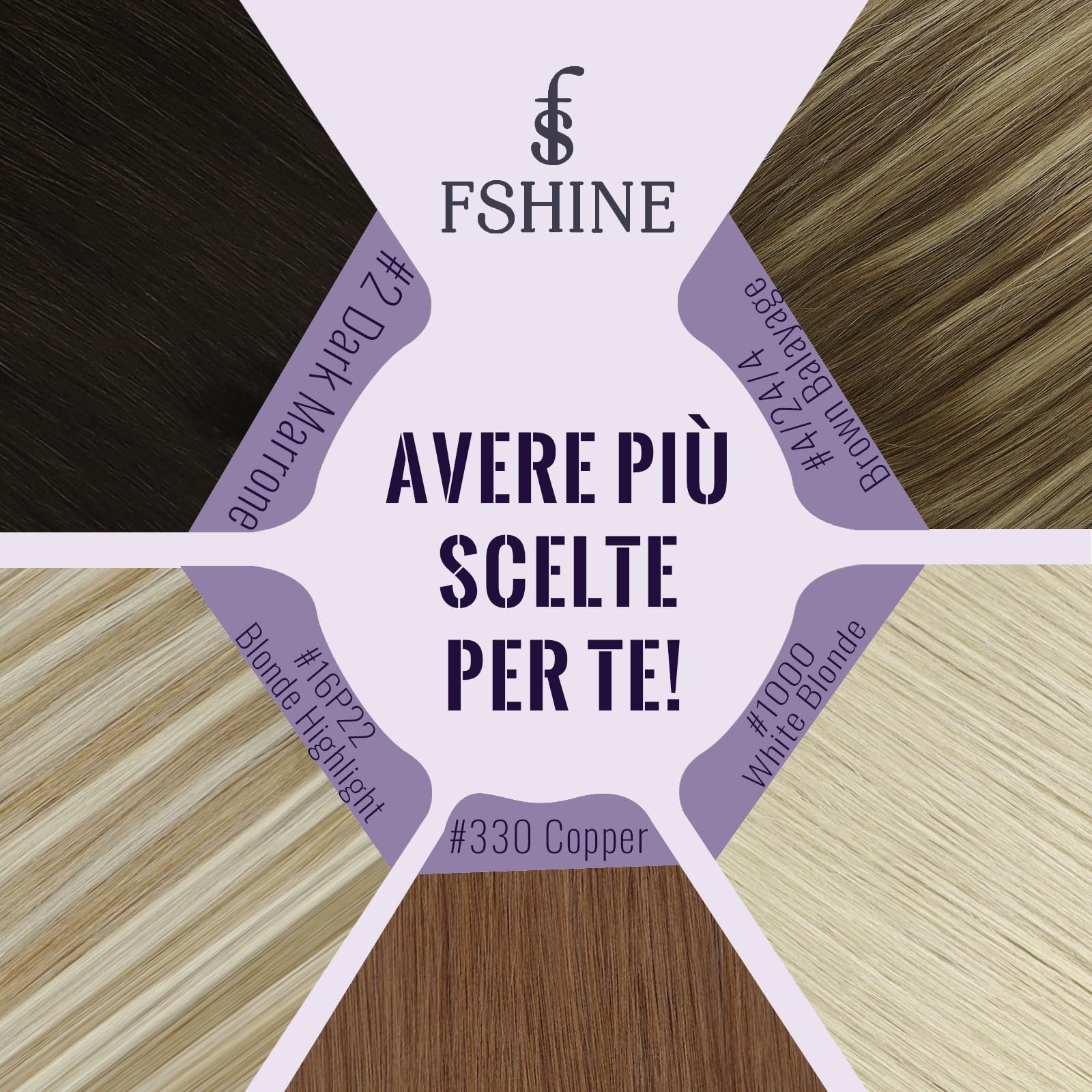 Fshine Extension Capelli Veri Clip 40 cm 120 g 7 pcs Marrone Cioccolato Lisci Umani Remy Naturali Invisibile
