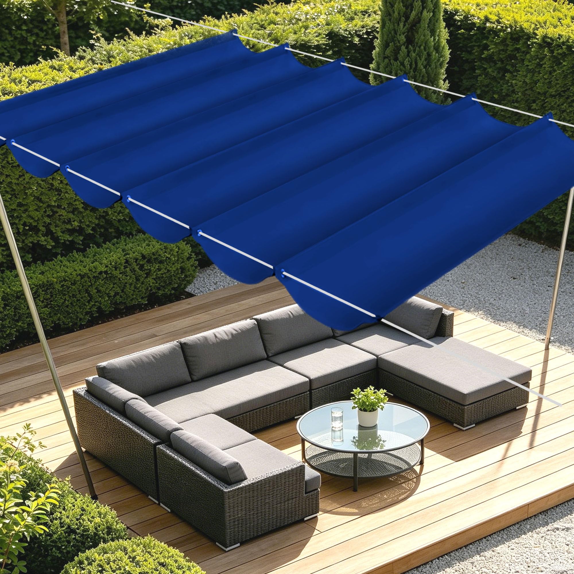 Toile d'ombrage rétractable protection solaire 800x520 bleu
