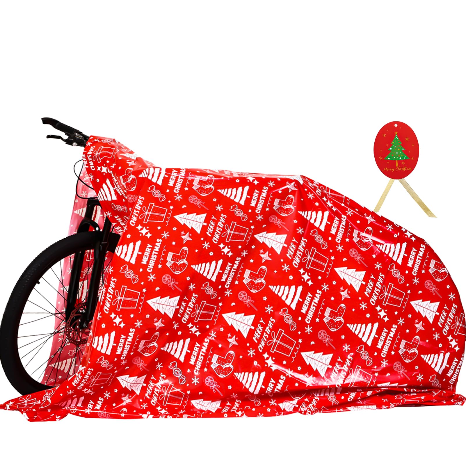 Jumbo Christmas Gift Bags 72”x60”,1 Pcs Plastic Extra Large Christmas Gift Bag with Label Card and Ribbon for Heavy Large Xmas Huge Gifts Presents