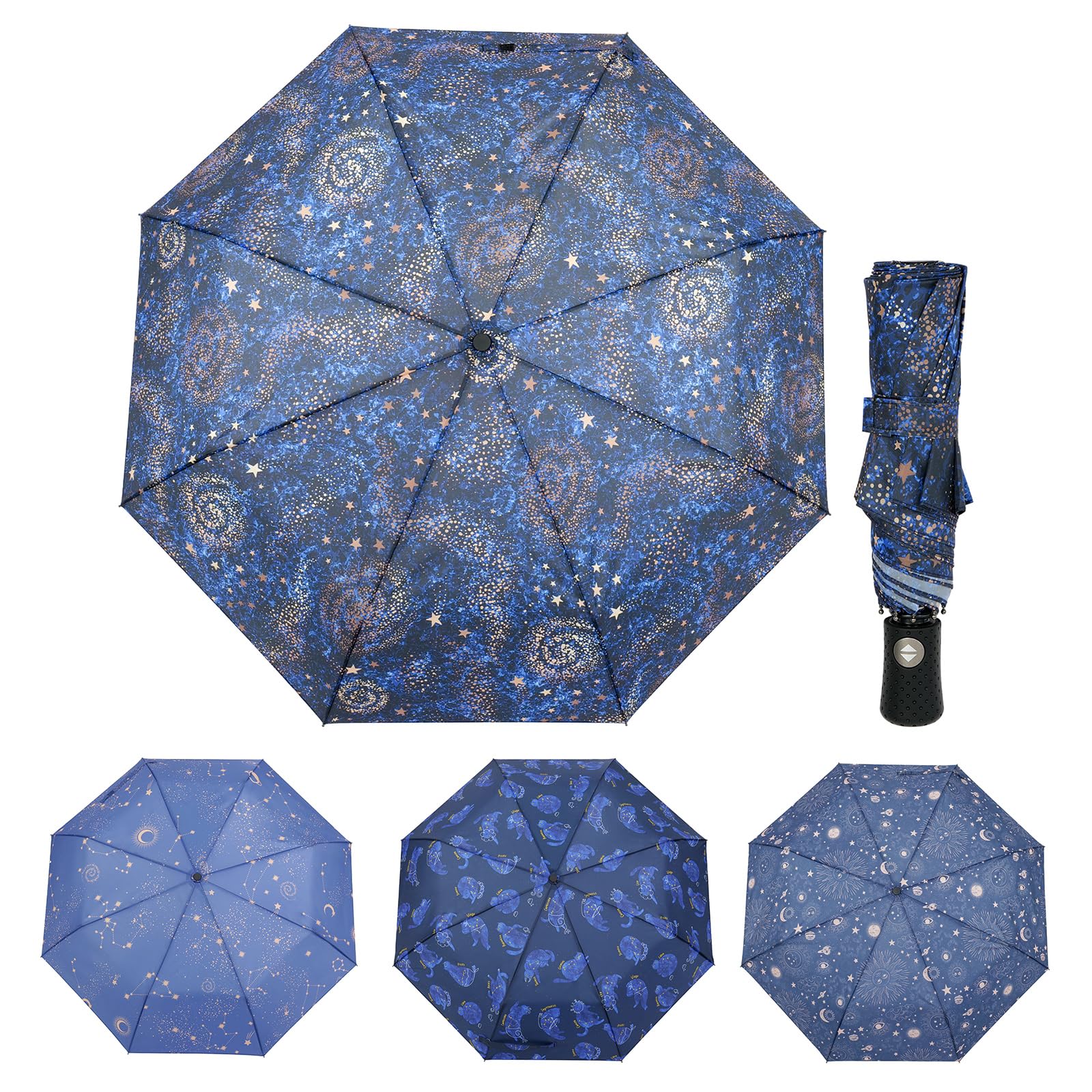 LFLFWY Folding Umbrella - Compact Travel Umbrella Automatic Open and Close, Lightweight Windproof Waterproof Umbrella For Women and Men, Best Umbrellas for rain mini-cute star