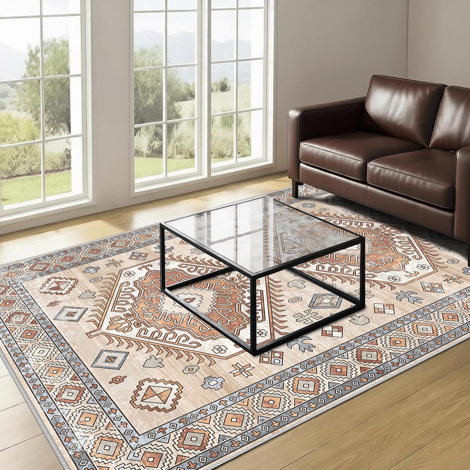 Dywan do salonu z krótkim włosiem, 100 x 120 cm antypoślizgowy dywan do jadalni, dywan do salonu, nadające się do prania, nowoczesny dywan do sypialni, duże dywany do pokoju