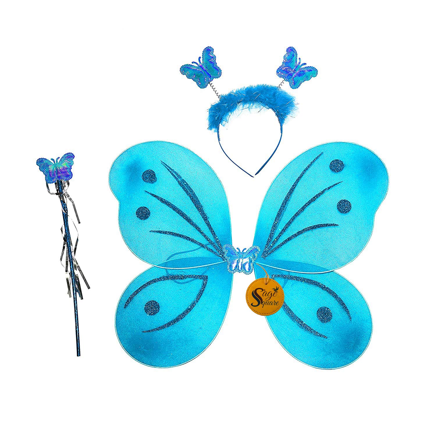 Sage Square Butterfly Wings Costume for Baby Girl Angel for Party, Sky Blue (B08KXVQK4Z) Amazon Price History, Amazon Price Tracker