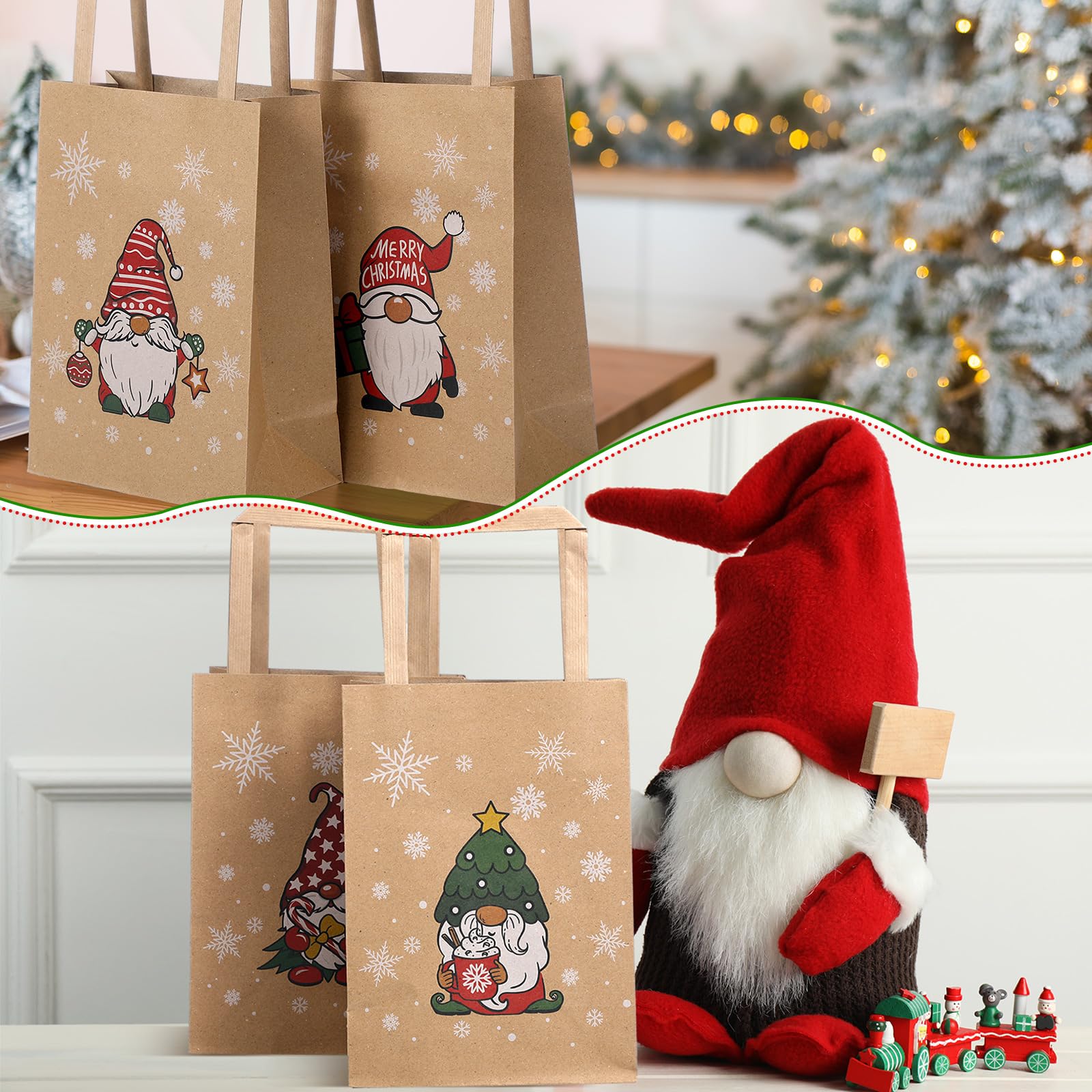 Kolldenn 36 bolsas de regalo de Navidad, bolsa de papel kraft con asas, reutilizable, bolsa de regalo de Navidad, bolsa de regalo de Navidad, bolsa de regalo de Navidad, bolsa de regalo de Navidad,
