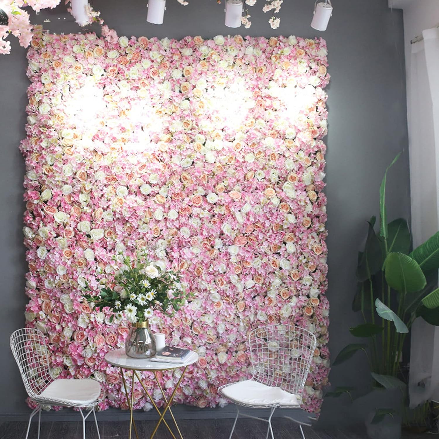 Flower Wall Panel Floral Backdrop Pink Rose Flower Wall