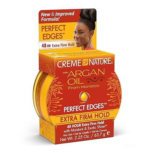 Miniatura 1 de Aceite de argán Perfect Edges, gel para el cabello con sujeción extra firme de Creme of Nature, aceite de argán de Marruecos, 2.25 onzas (paquete de