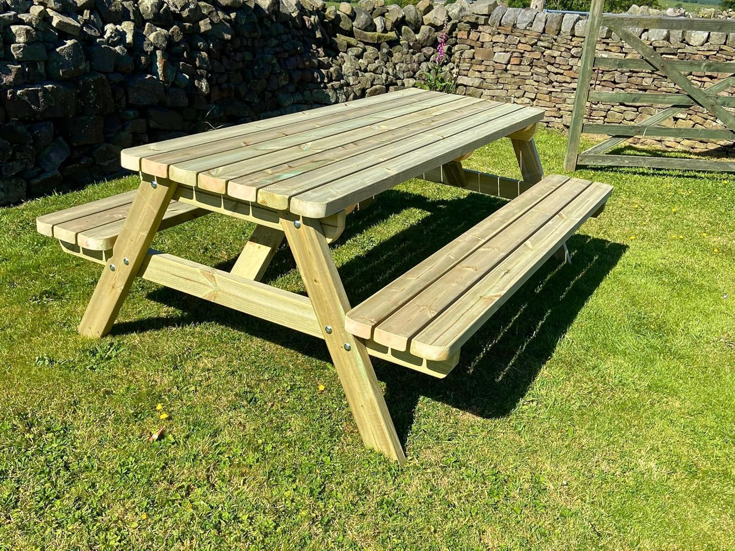 MG Timber Heavy Duty Premium, A-frame Picnic table, Bench. Made From Pressure Treated Swedish Redwood (SQ CORNERS, 4FT)