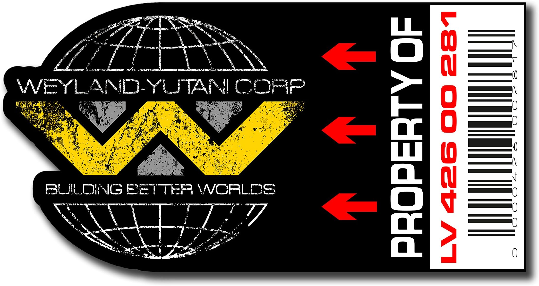 EMBROIDERY KING Asset Tag - Property of Weyland-Yutani - 12 PVC STICKERS, 2.36 x 1.22 Inch