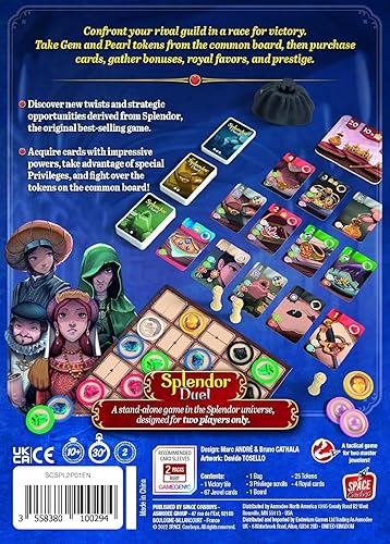 Miniatura 10 de Splendor Duel Juego de mesa  Juego de estrategia para dos jugadores para intensas batallas de recolección de gemas  Divertido juego familiar para