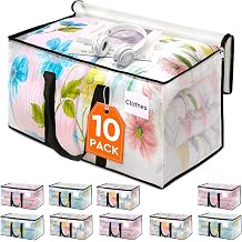 HomeHacks Clear Moving Bags Heavy Duty 10 Pack, Storage Bags with Zipper, Extra Thick Handles & Waterproof Packing Boxes for Moving, Camping, Home Organization 125L/33Gal 28.7"x16.5"x16.1"