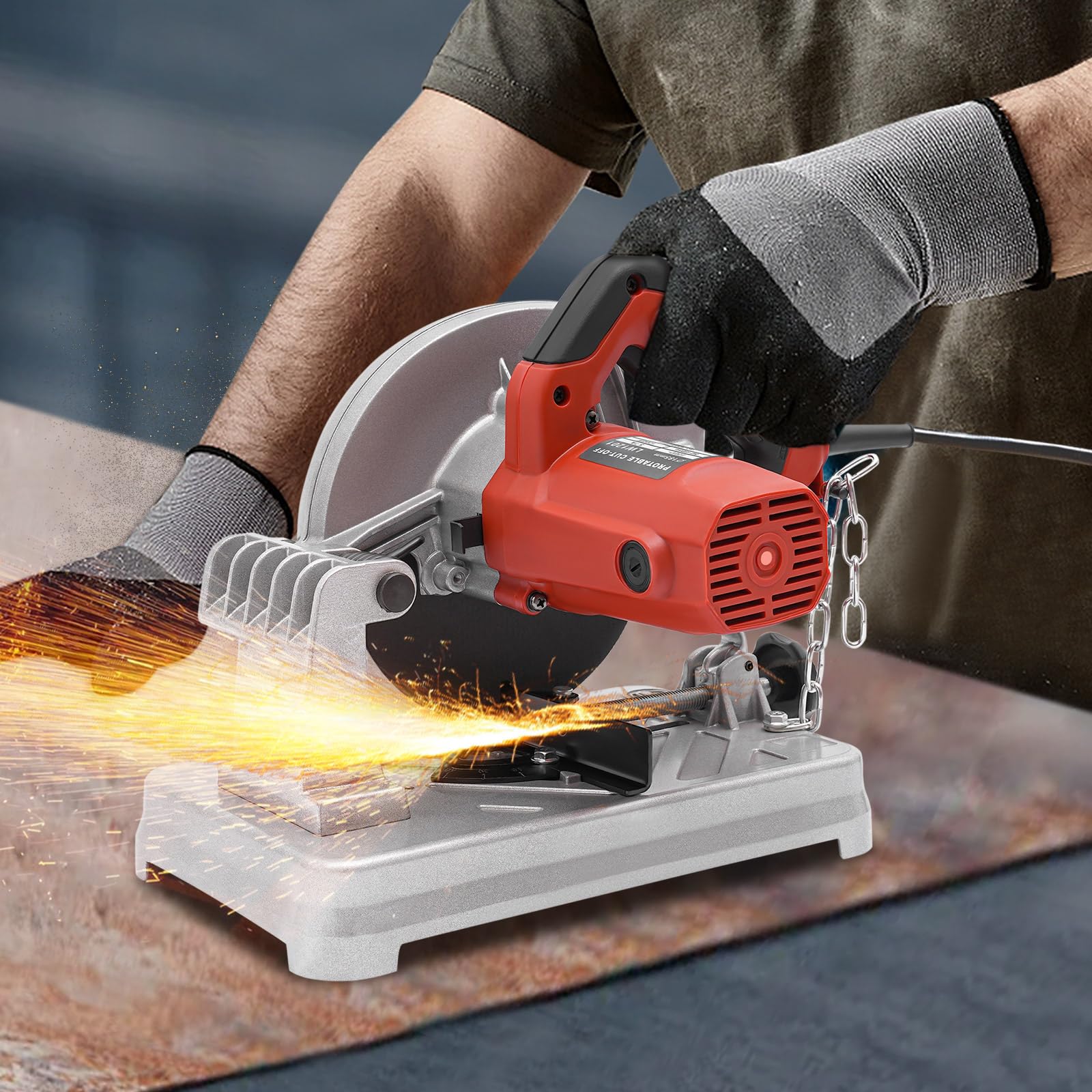 Troncatrice per metallo, sega da taglio per metallo, 5200 RPM, Power Tools in metallo, sega, troncatrice multiuso (rosso)