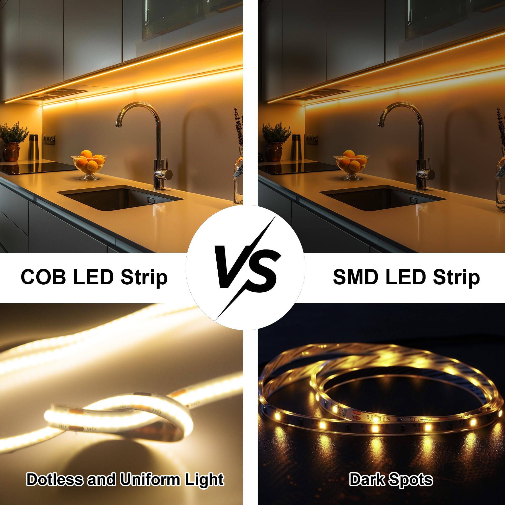 luktix Striscia LED Bianca Calda 10m, 3000K Striscia LED Dimmerabile 24V, CRI92 +, larghezza 8mm, con Telecomando e alimentazione, per la decorazione domestica, cucina, specchio (3000K, 10M)