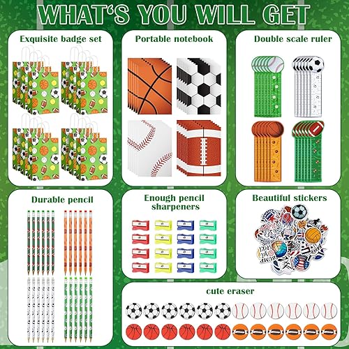 Miniatura 3 de Recuerdos de fiesta deportiva para niños, regalos de lápices deportivos, calcomanías de borrador de pelota deportiva, bolsa de recuerdos de fiesta,