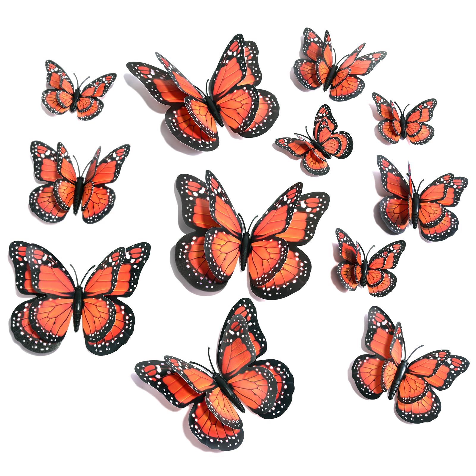 24 Pcs 3D Butterfly Wall Decor - Double Layer Butterflies With Adhesive For Party, Locker, Refrigerator