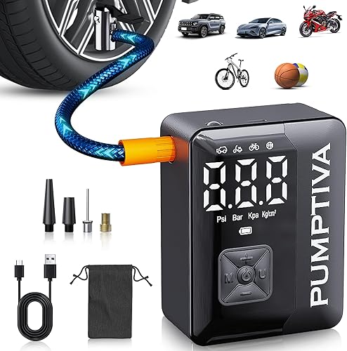 Miniatura 9 de Inflador de neumáticos, compresor de aire portátil, bomba de bicicleta eléctrica portátil de 150 PSI, apagado automático, bomba de aire inalámbrica