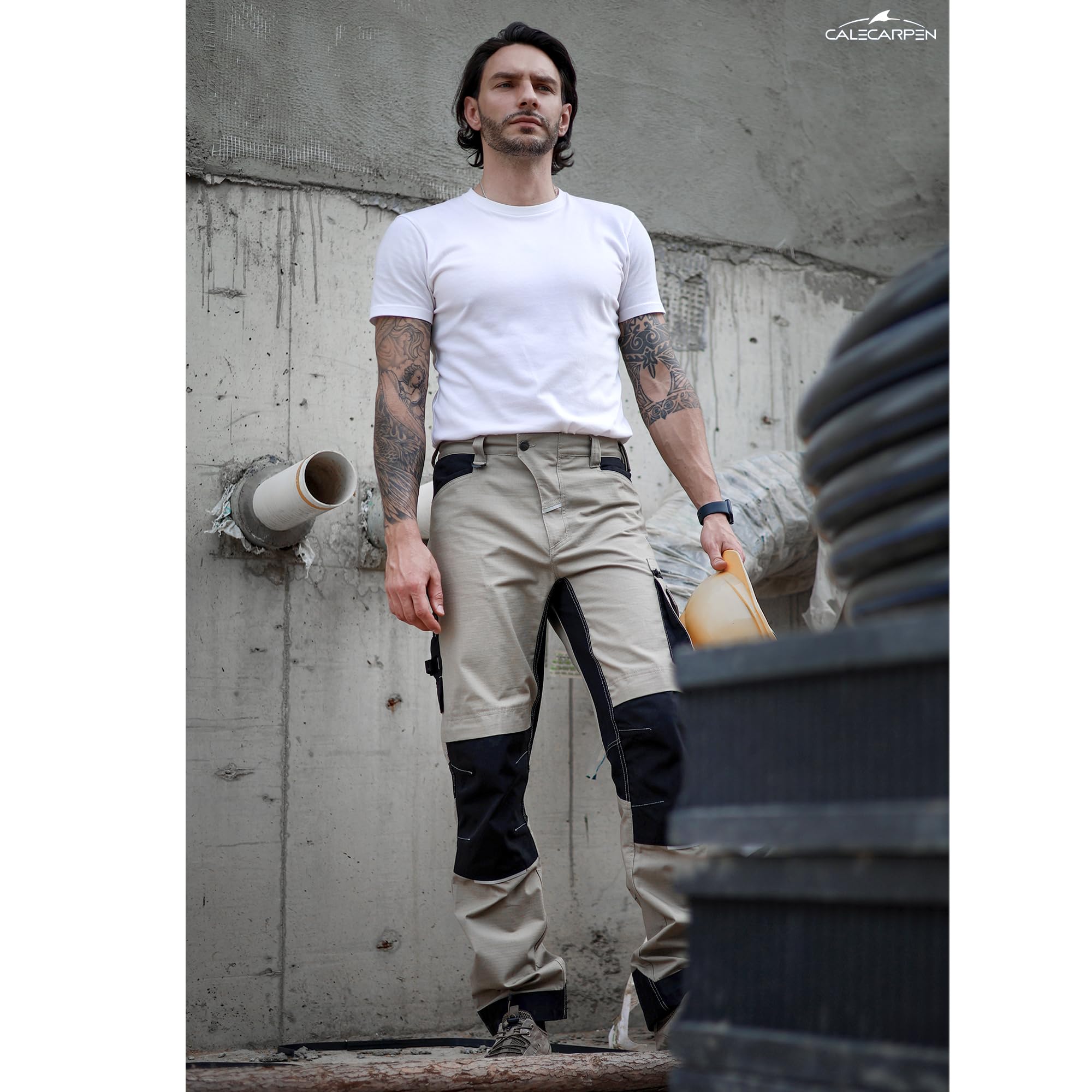 Pantaloni da lavoro da uomo – Pantaloni da lavoro da uomo, elasticizzati, da lavoro, in cordura ripstop per tutti i giorni e il lavoro