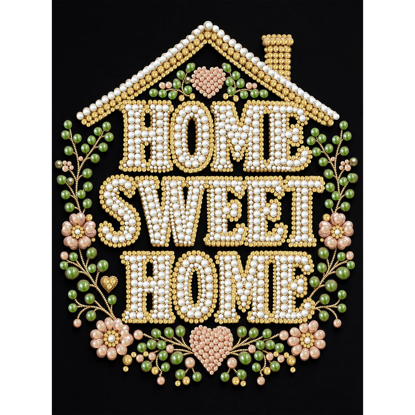 DIY Letters Pearl Damond Painting Art Kit with Frame, DIY Framed Pearl