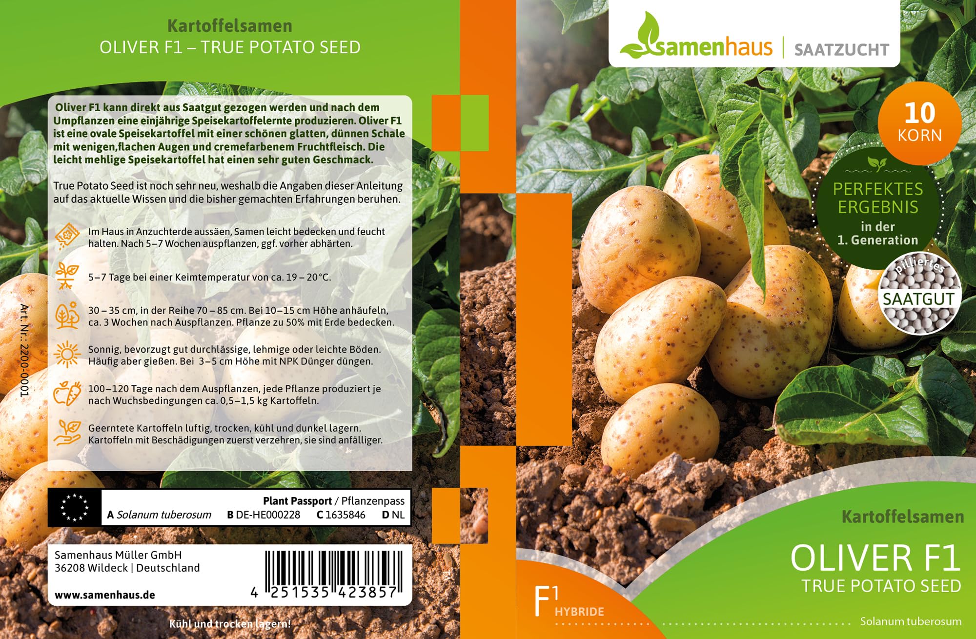 FLORTUS Anzuchtset Kartoffeln mit Kräutertopf Harry Herbs grau | Pillensaat Oliver F1 & Mini Gewächshaus mit Bewässerungssystem | Alternative zu Pflanzkartoffeln