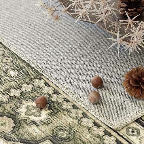 Miniatura 5 de DECOMALL ALYTA - Alfombra de pasillo lavable, vintage, antideslizante, larga, para pasillo, pasillo, cocina, verdemarrón, 2 pies 6 pulgadas x 9 pies