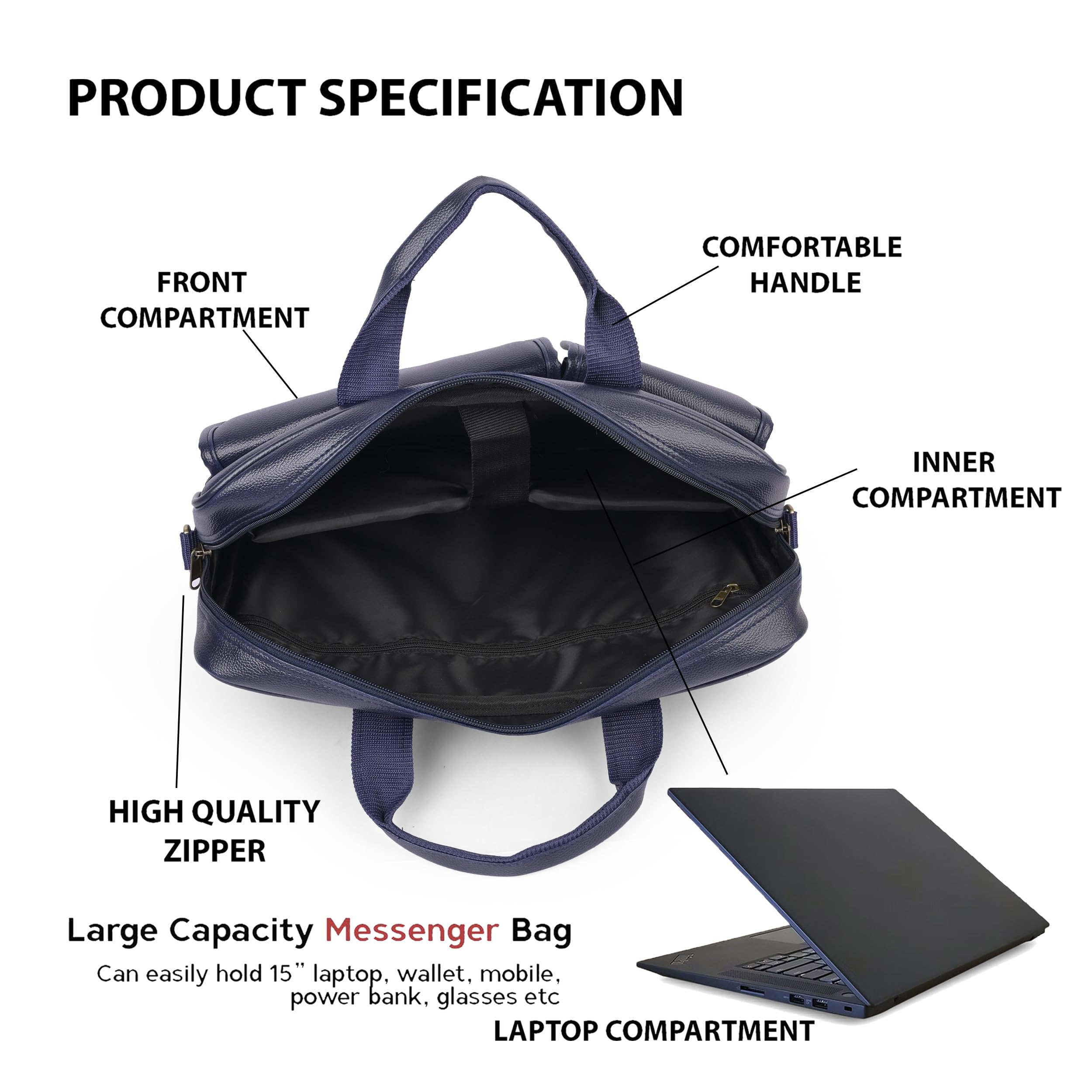 ADISA Laptop Messenger Bag - Professional Office Briefcase -4